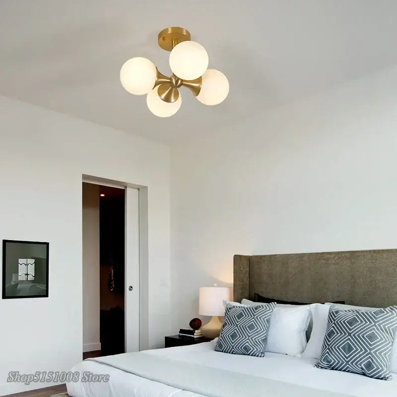 Brass Glass Ceiling Light For Multiple Rooms