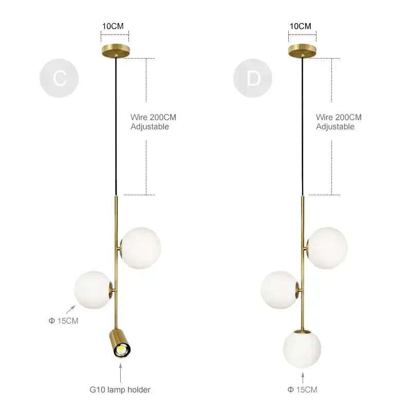 Brass Glass Dining Chandelier