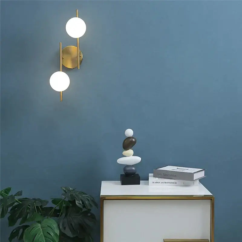 Brass Glass Wall-Mounted Bedroom Wall Light