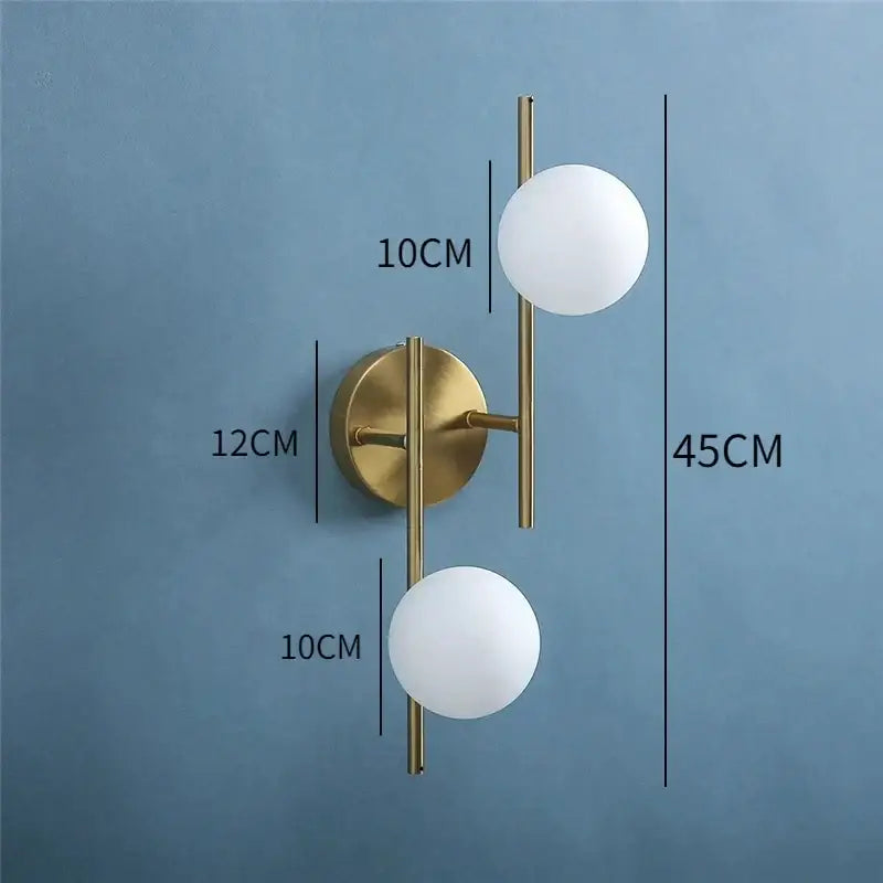 Brass Glass Wall-Mounted Bedroom Wall Light