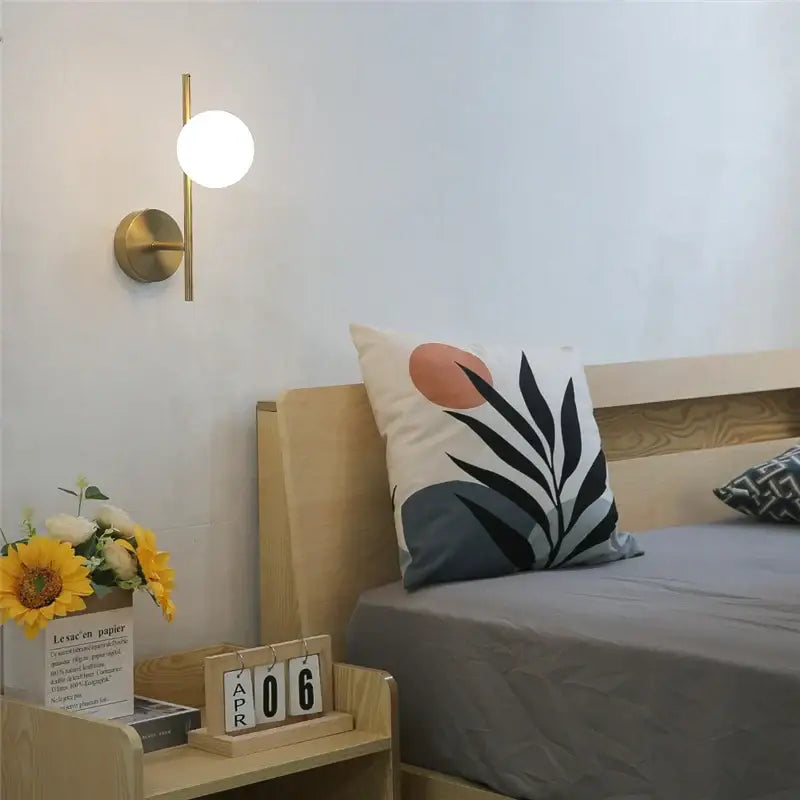 Brass Glass Wall-Mounted Bedroom Wall Light