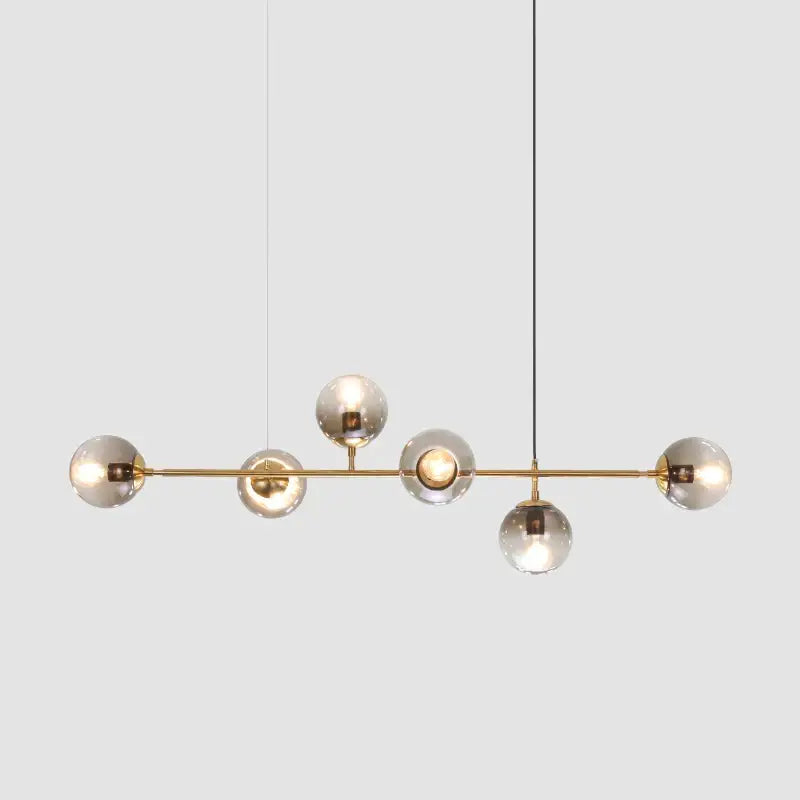 Brass Globe 6-Head Kitchen Bar Pendant Light