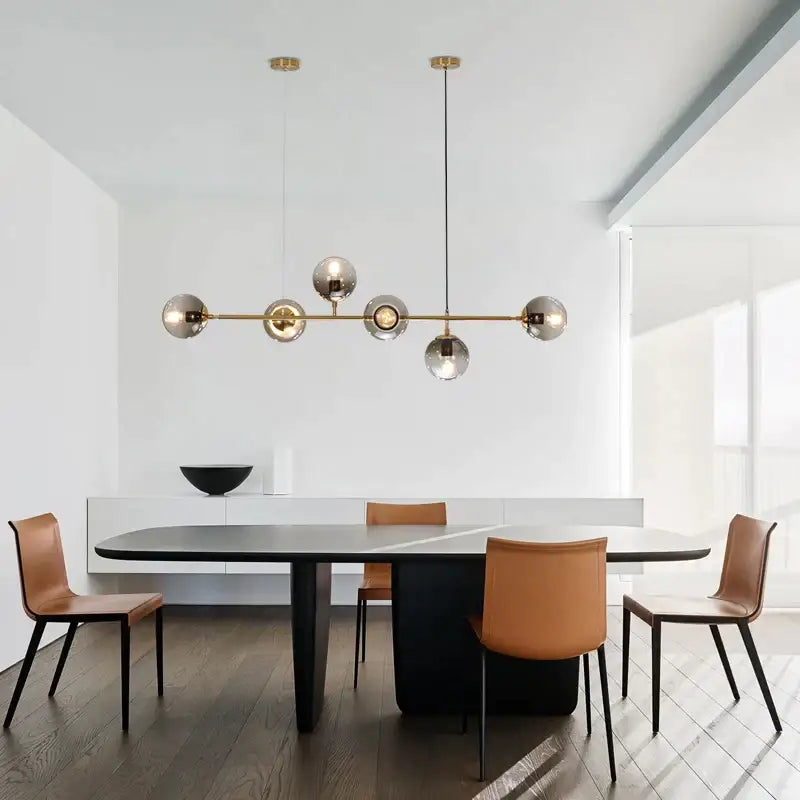 Brass Globe 6-Head Kitchen Bar Pendant Light