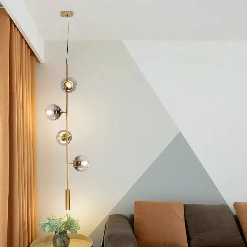 Brass Globe 6-Head Kitchen Bar Pendant Light