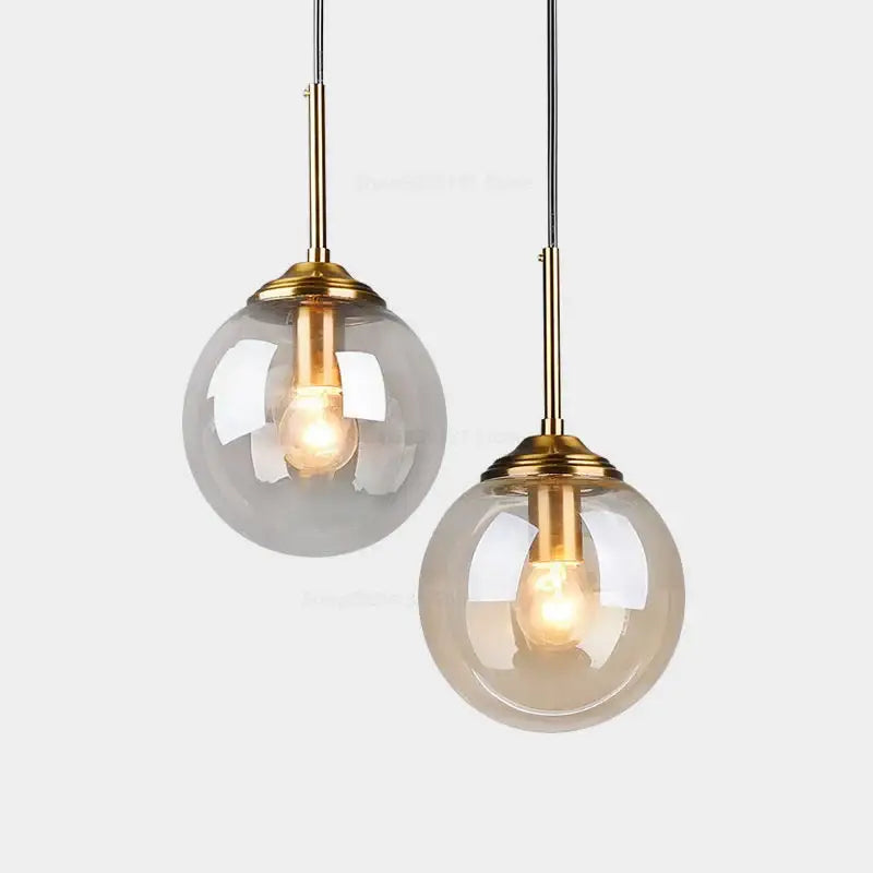 Brass Glass Pendant Light for Bedroom or Study