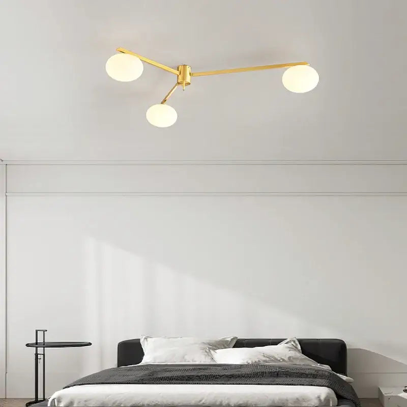 Brass Frosted Globe Ceiling Lamp