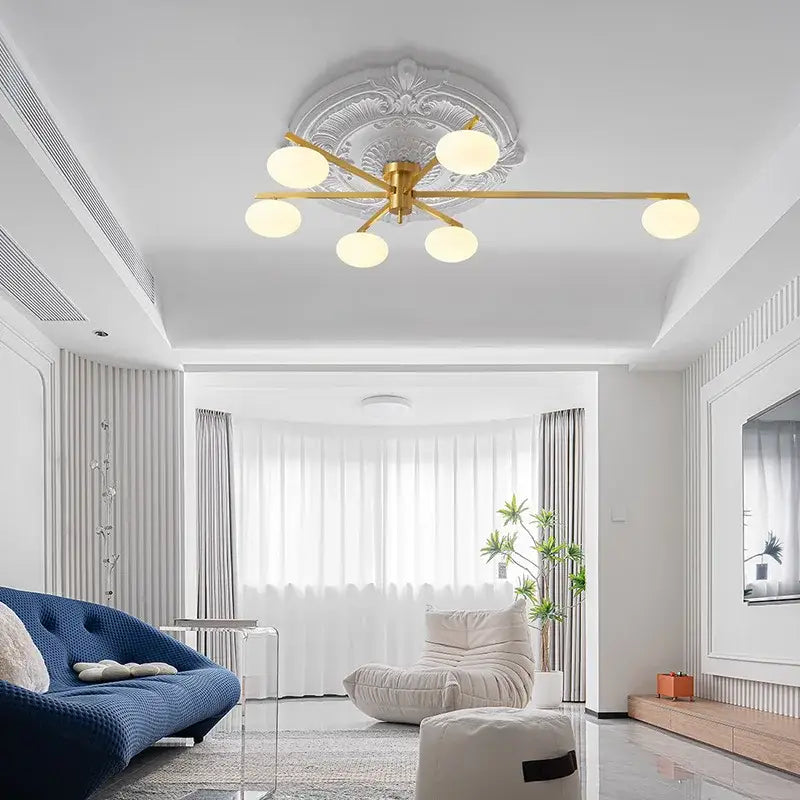 Brass Frosted Globe Ceiling Lamp
