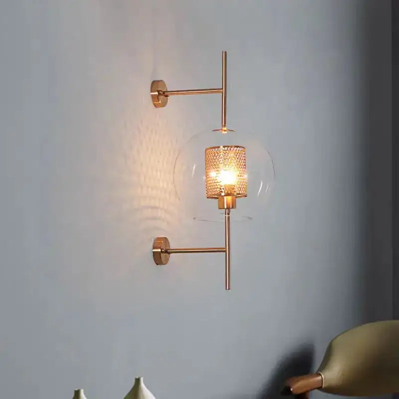 Gold Glass Wall Sconce with Clear Glass Shade