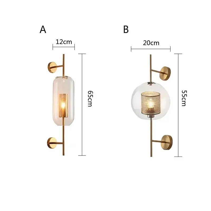 Gold Glass Wall Sconce with Clear Glass Shade