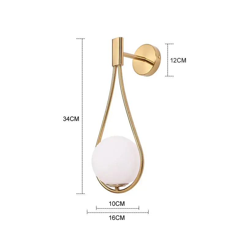 Brass Glass Wall Lamp for Bedroom Ambiance
