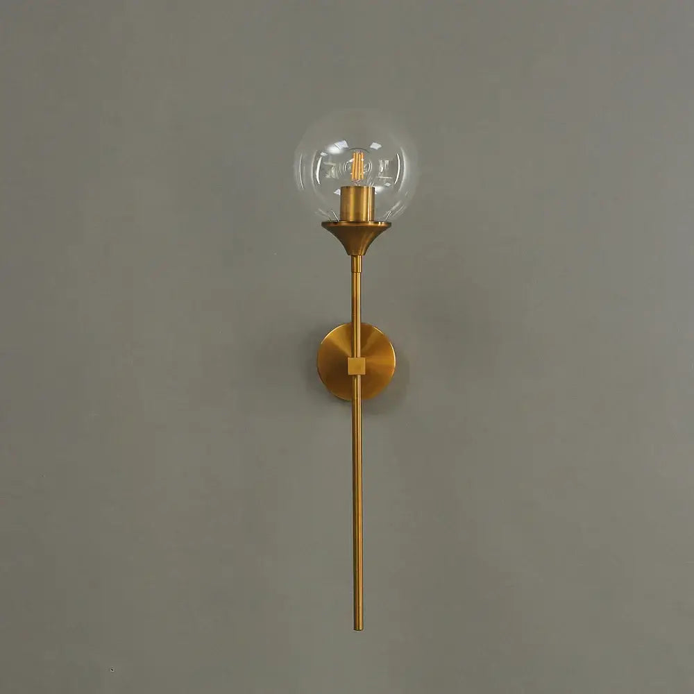 Brass Glass Ball Sconce with Touch Switch