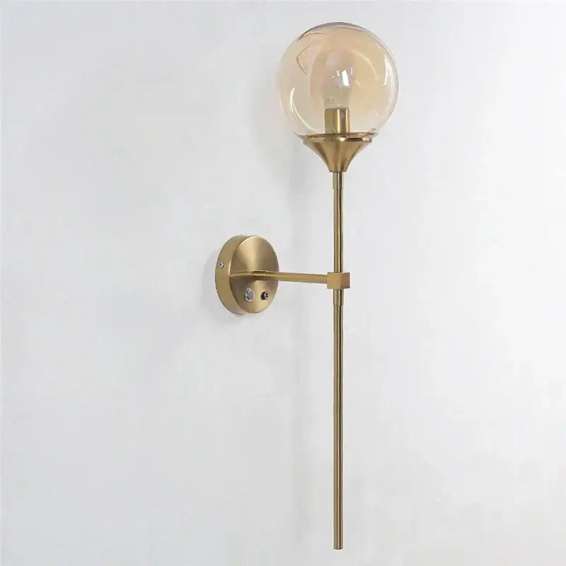 Brass Glass Globe Sconce with Touch Control