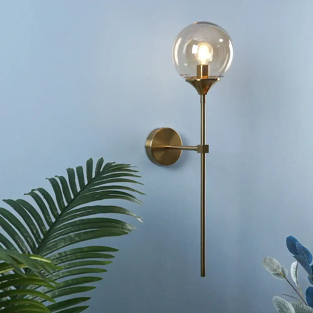 Brass Glass Globe Sconce with Touch Control