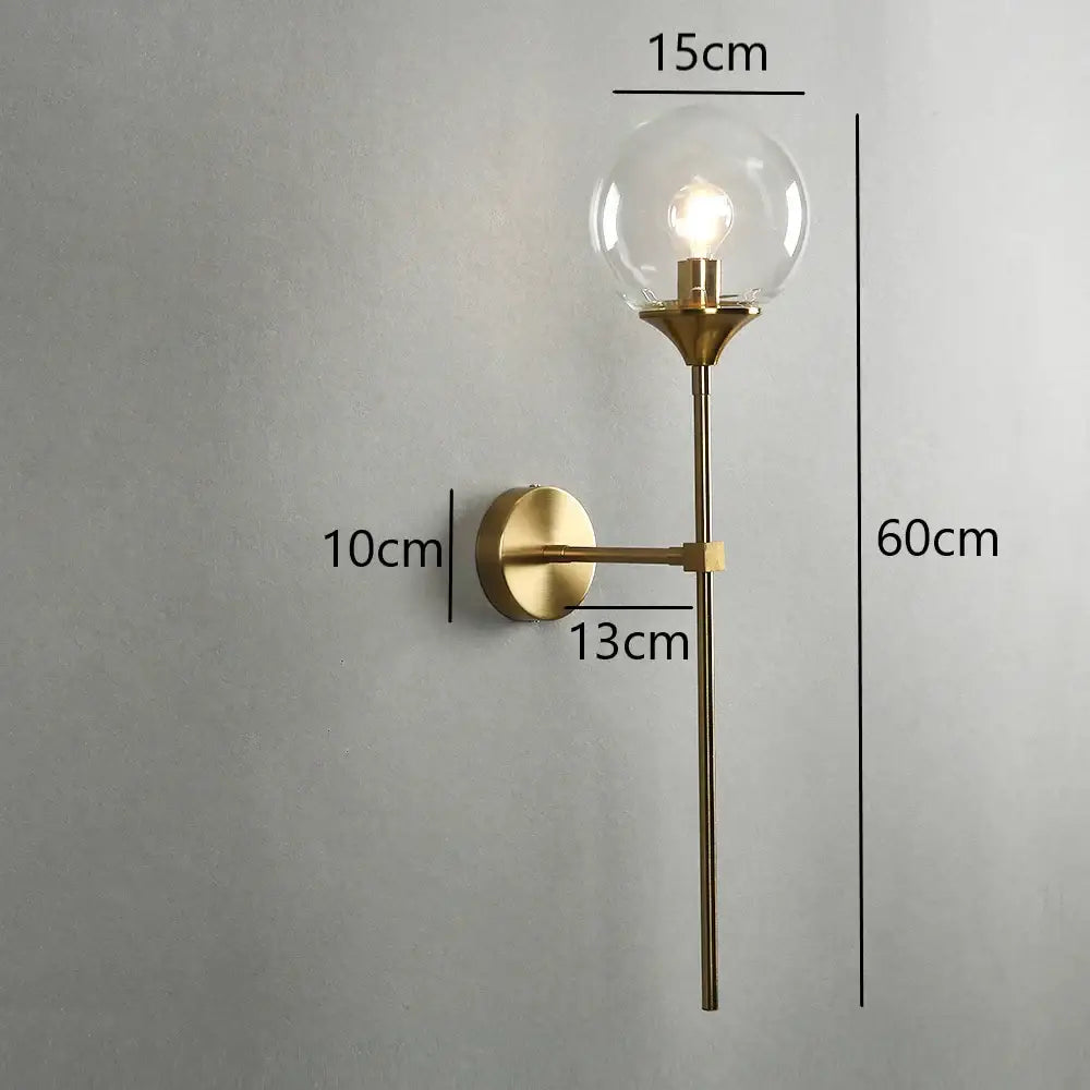 Brass Glass Globe Sconce with Touch Control