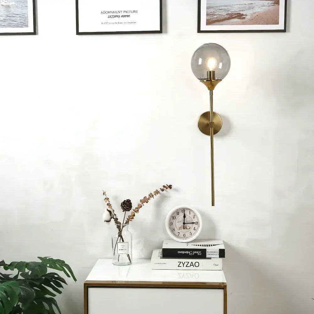 Brass Glass Globe Sconce with Touch Control