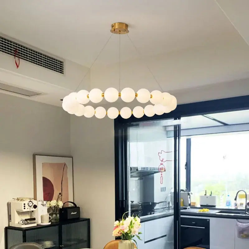 Brass Frosted Sphere Pendant