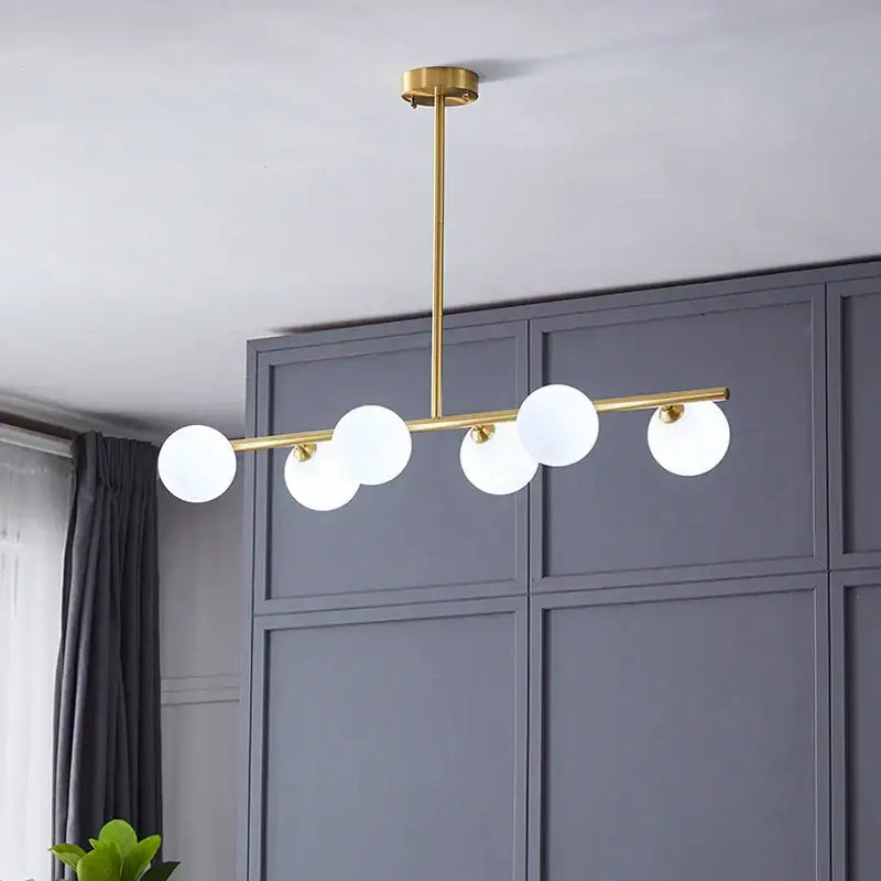 Brass Globe Pendant Light with 8-Head Design
