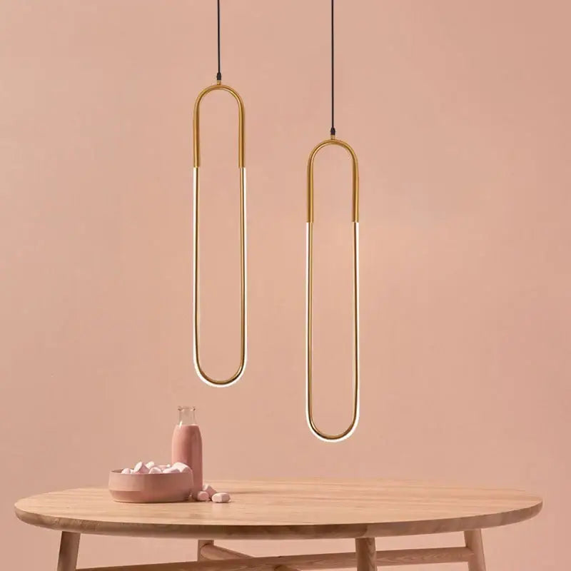 Brass U-Shaped Bar Chandelier