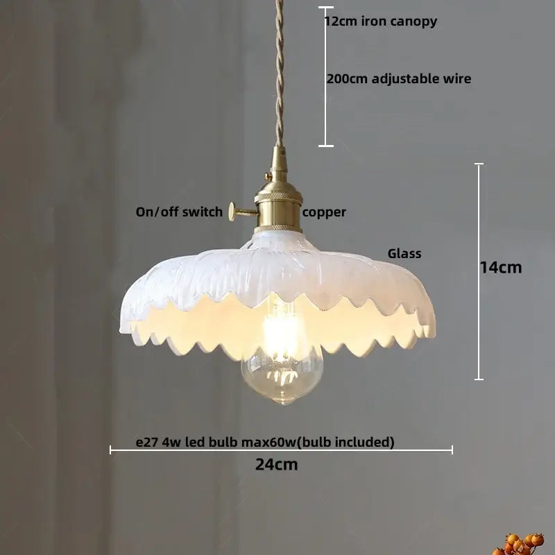 Brass Ribbed Glass Pendant Lamp