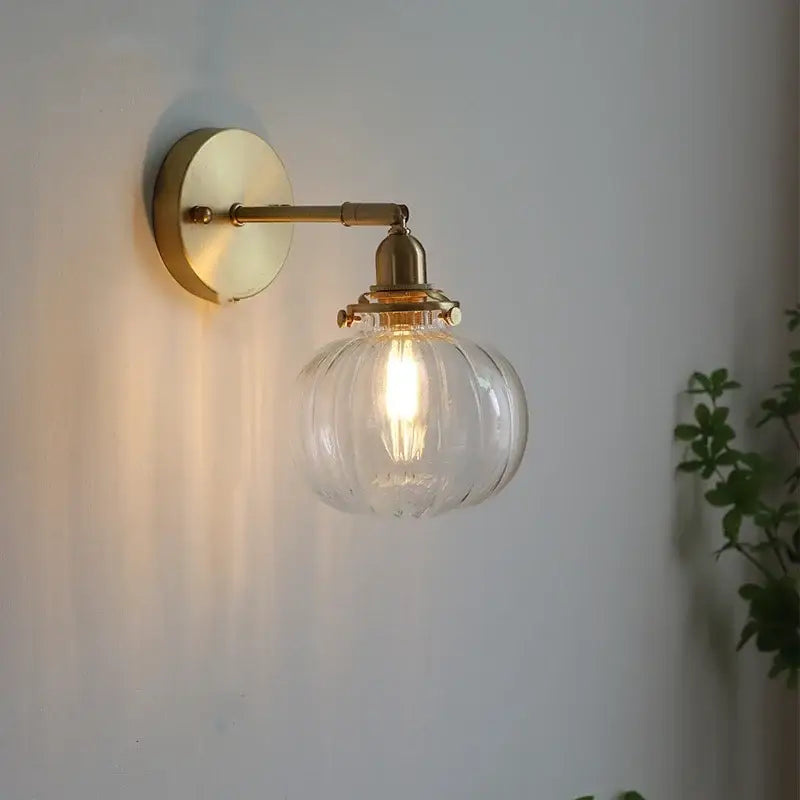 Brass Glass Ball Wall Sconce