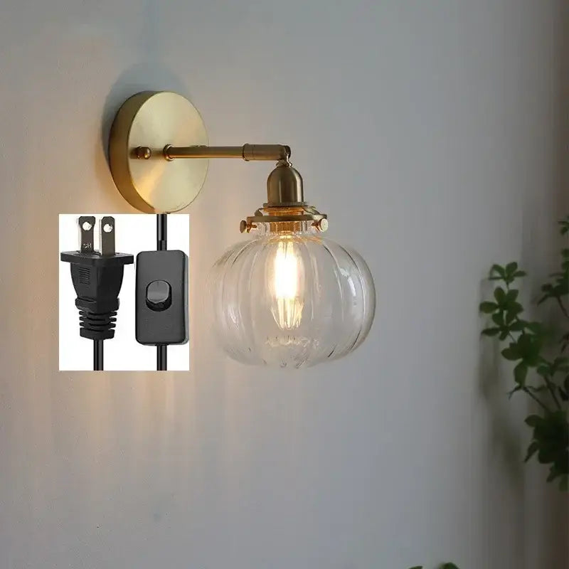 Brass Glass Ball Wall Sconce