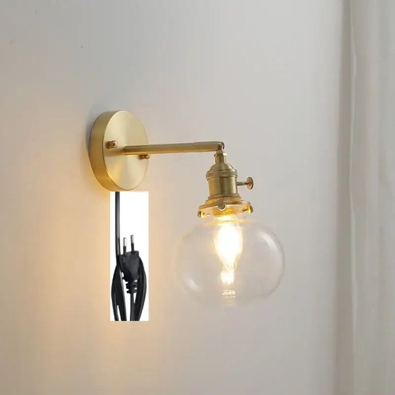 Brass Glass Ball Wall Sconce