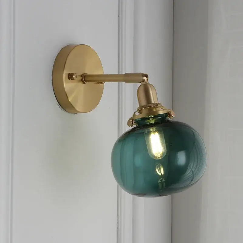 Brass Glass Ball Wall Sconce