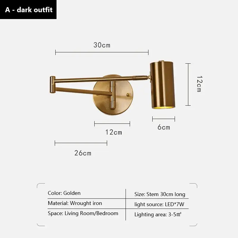 Brass Telescopic Swing-Arm Wall Lamp
