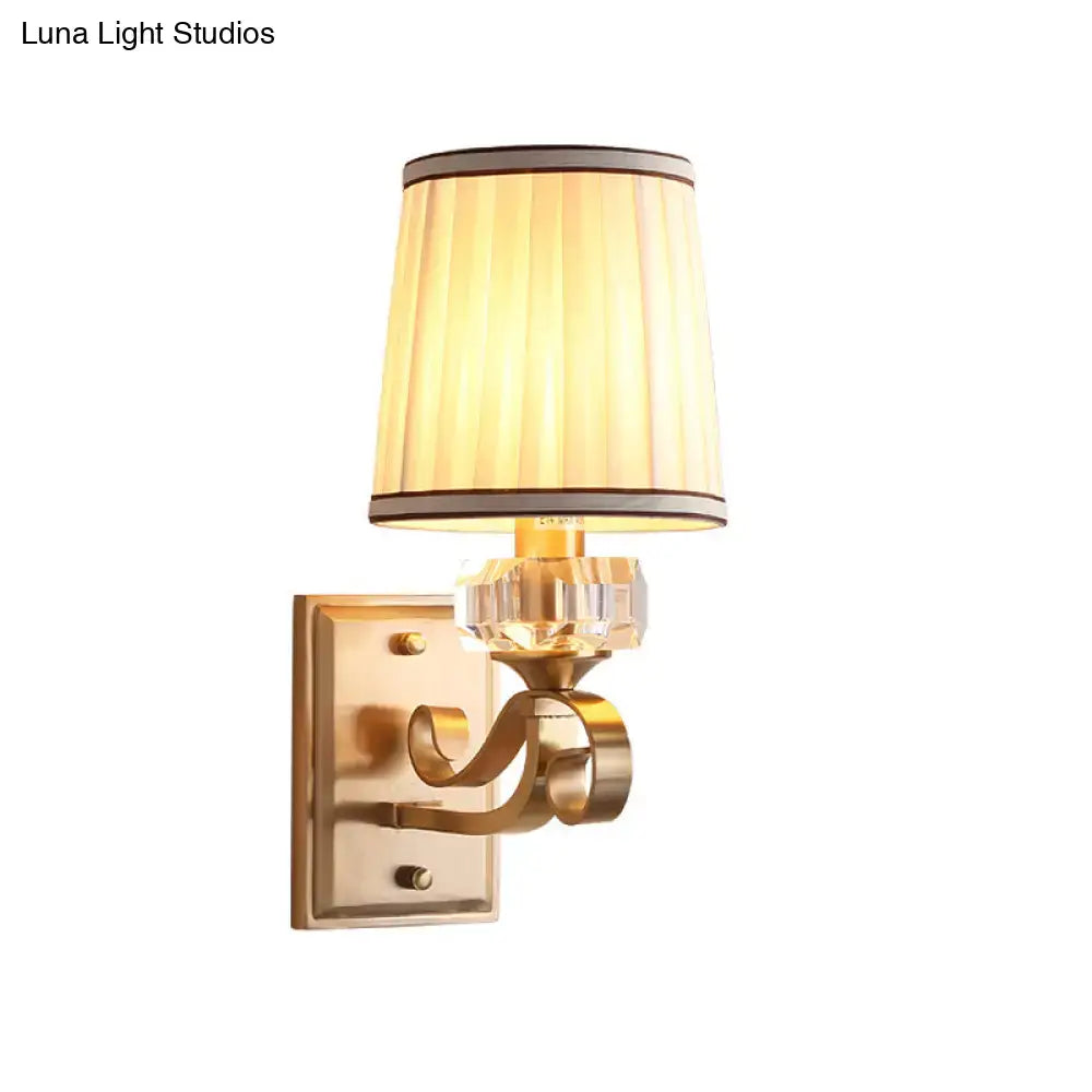 Brass Pleated Shade Sconce