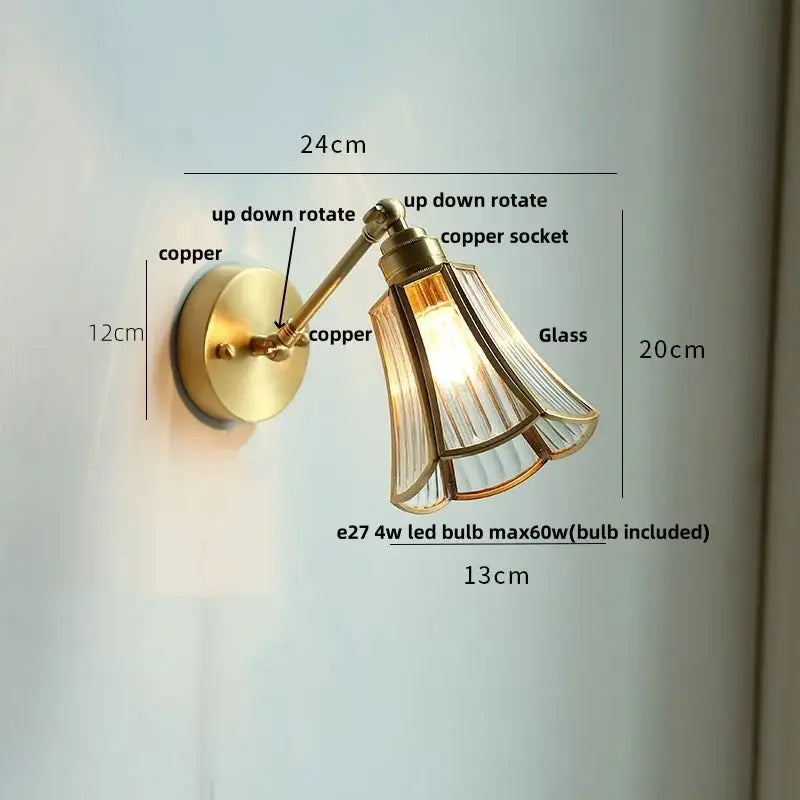 Brass Glass Globe Wall Lamp