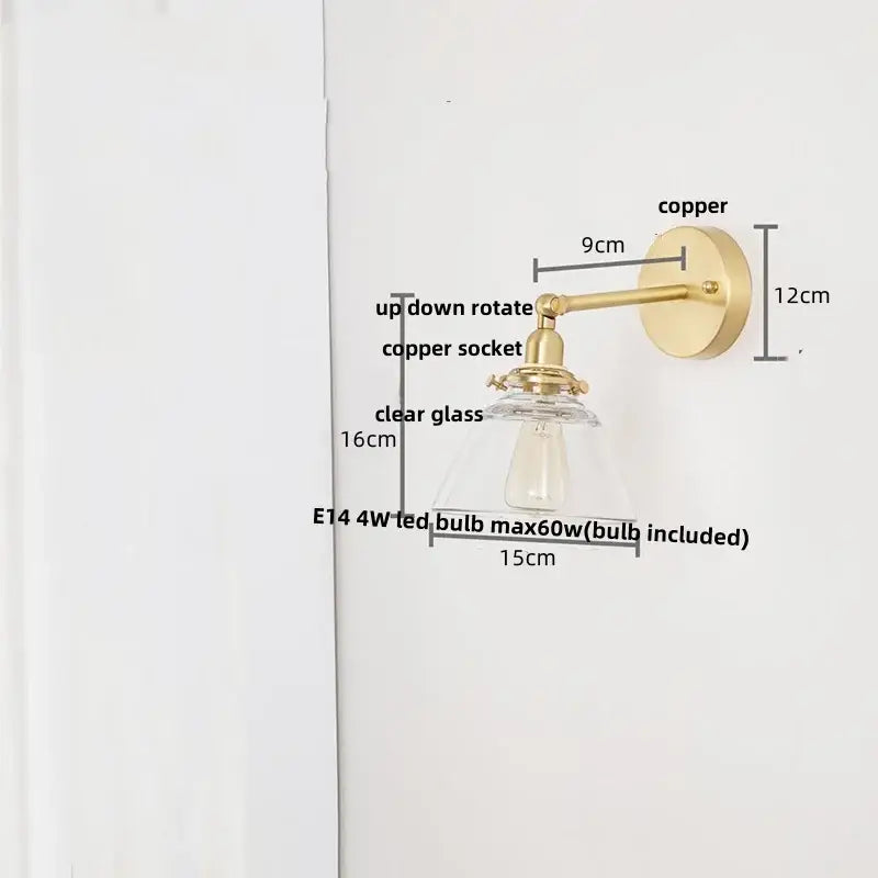 Brass Glass Globe Wall Lamp