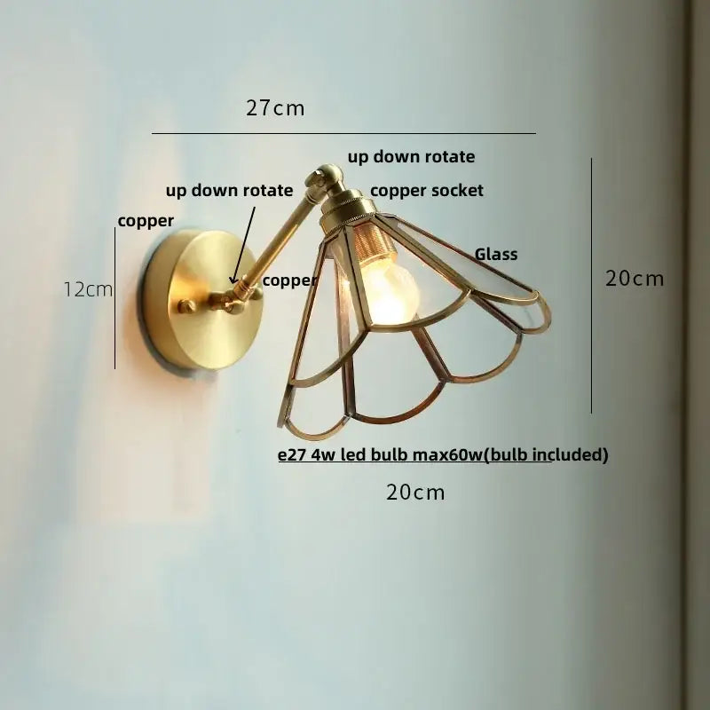 Brass Glass Globe Wall Lamp