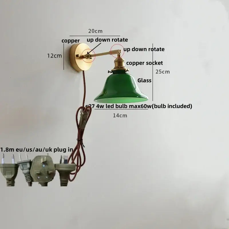 Brass Glass Globe Wall Lamp