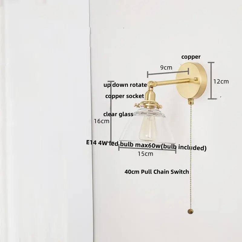Brass Glass Globe Wall Lamp