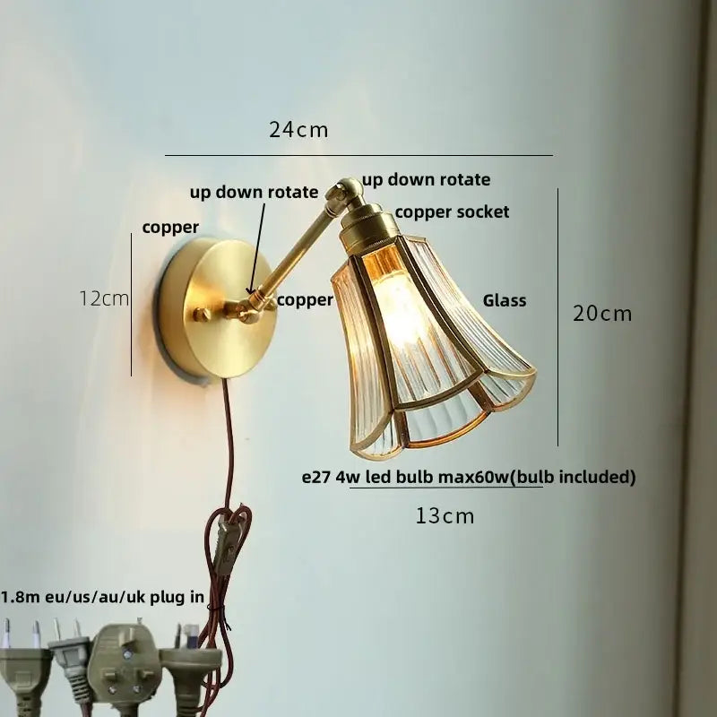 Brass Glass Globe Wall Lamp