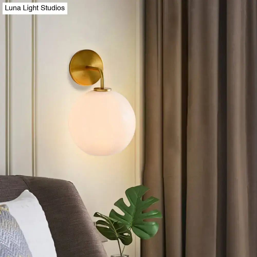 Brass White Glass Wall Lamp