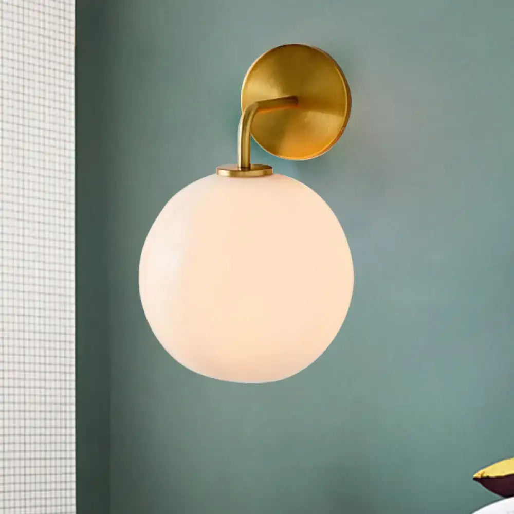 Brass White Glass Wall Lamp