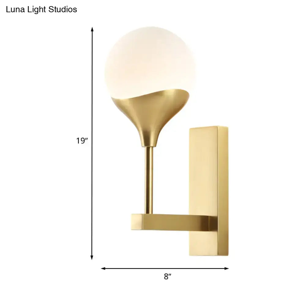 Brass Cream Glass Wall Lamp