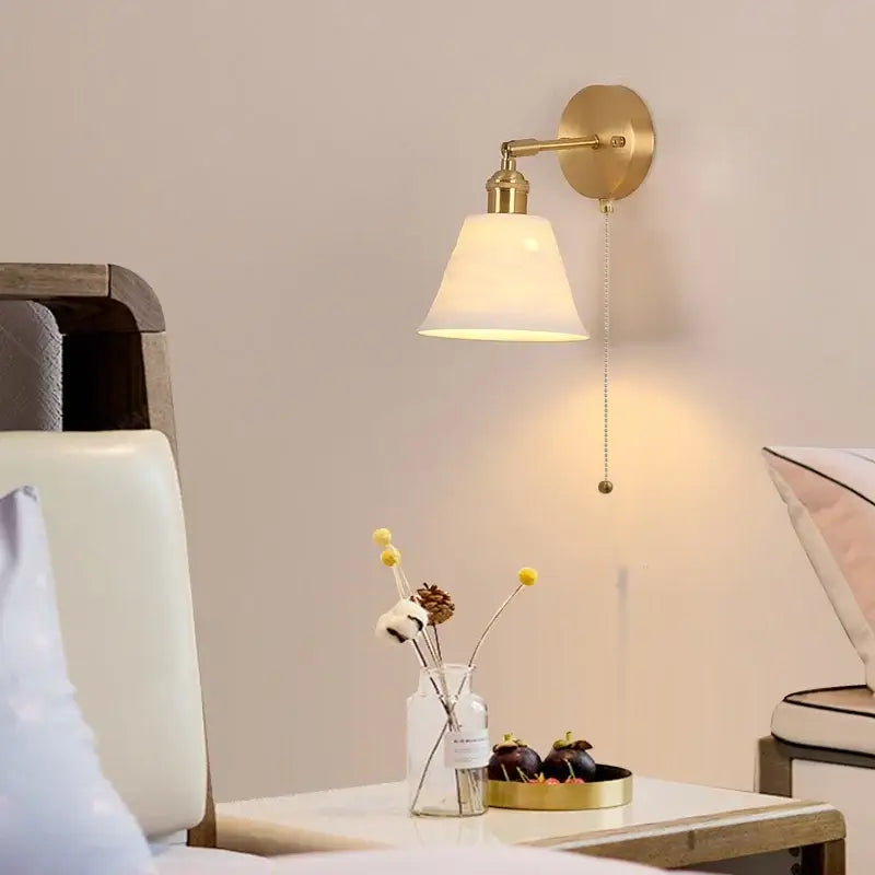 Brass Frosted Glass Wall Lamp