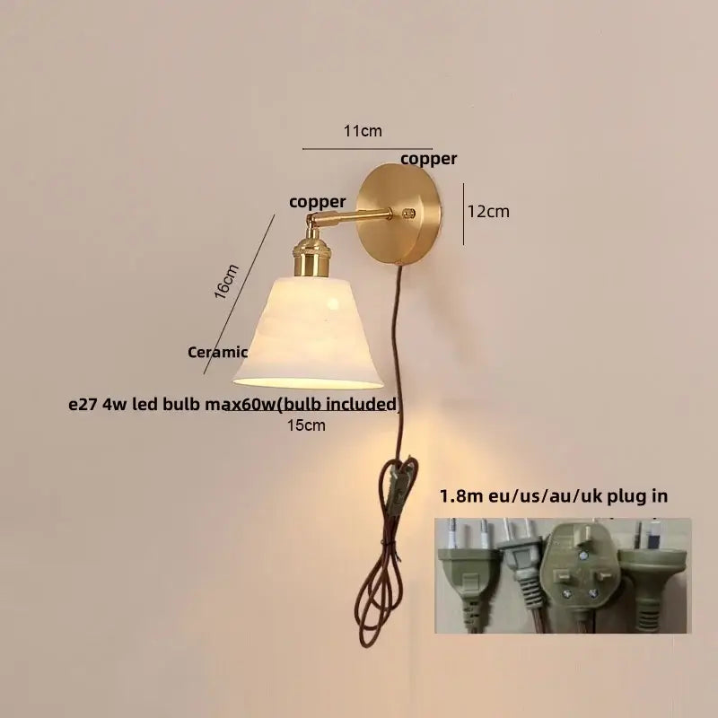 Brass Frosted Glass Wall Lamp