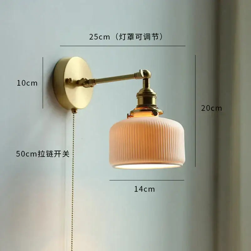 Brass Ribbed Glass Lamp