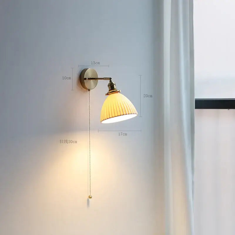 Brass Ribbed Glass Lamp
