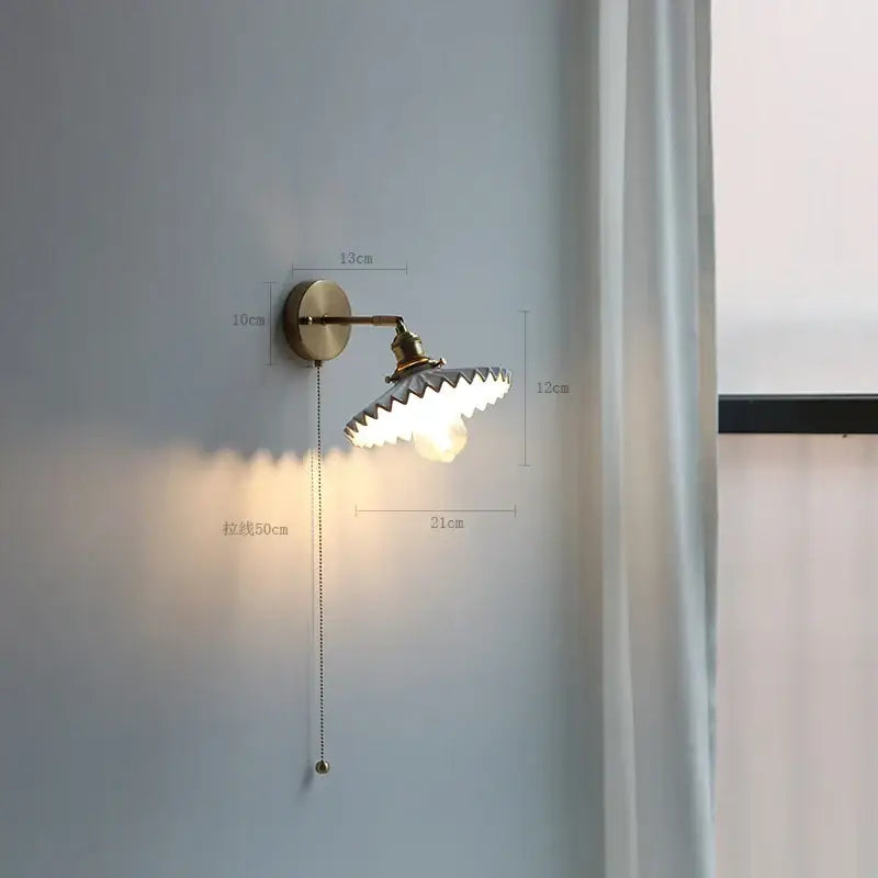 Brass Ribbed Glass Lamp