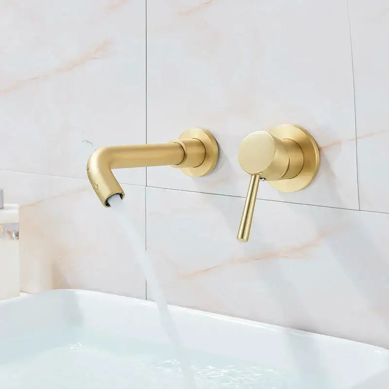 Brass Curved Spout Wall-Mount Basin Faucet