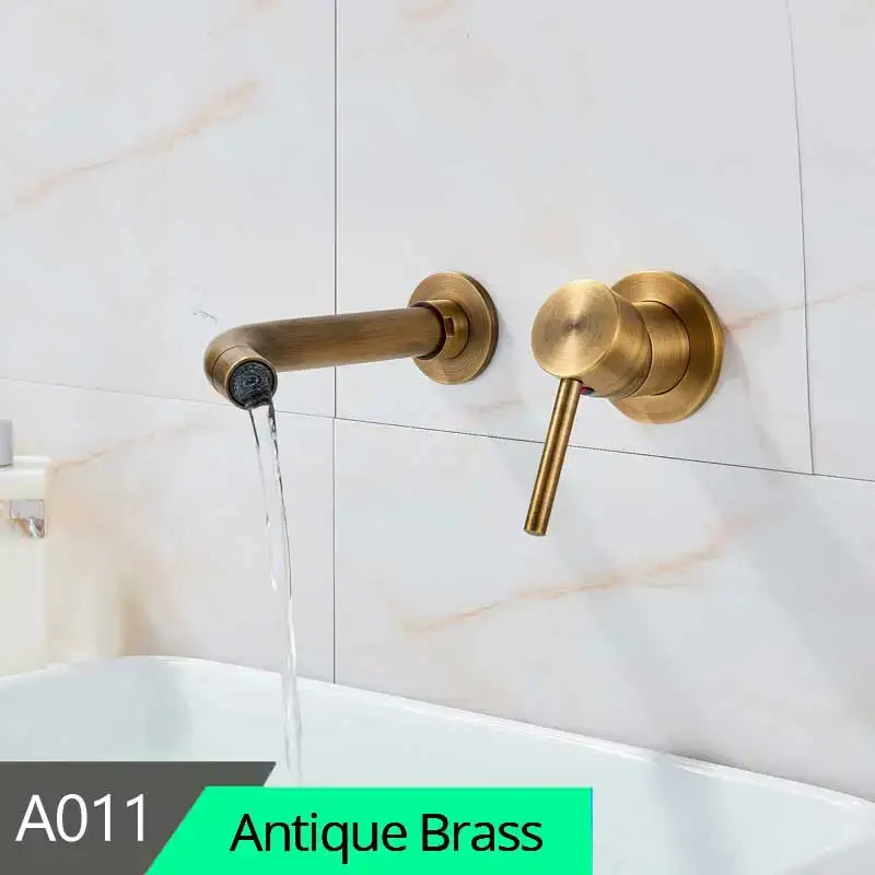 Brass Curved Spout Wall-Mount Basin Faucet