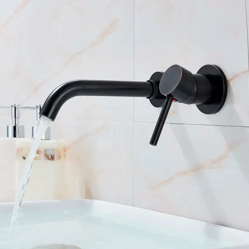 Brass Curved Spout Wall-Mount Basin Faucet