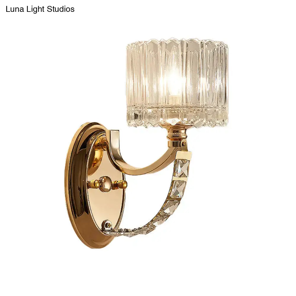 Brass Faceted Glass Sconce