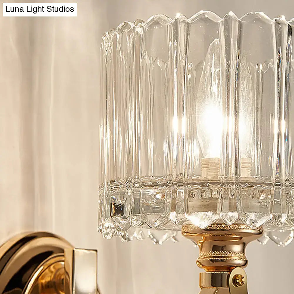 Brass Faceted Glass Sconce