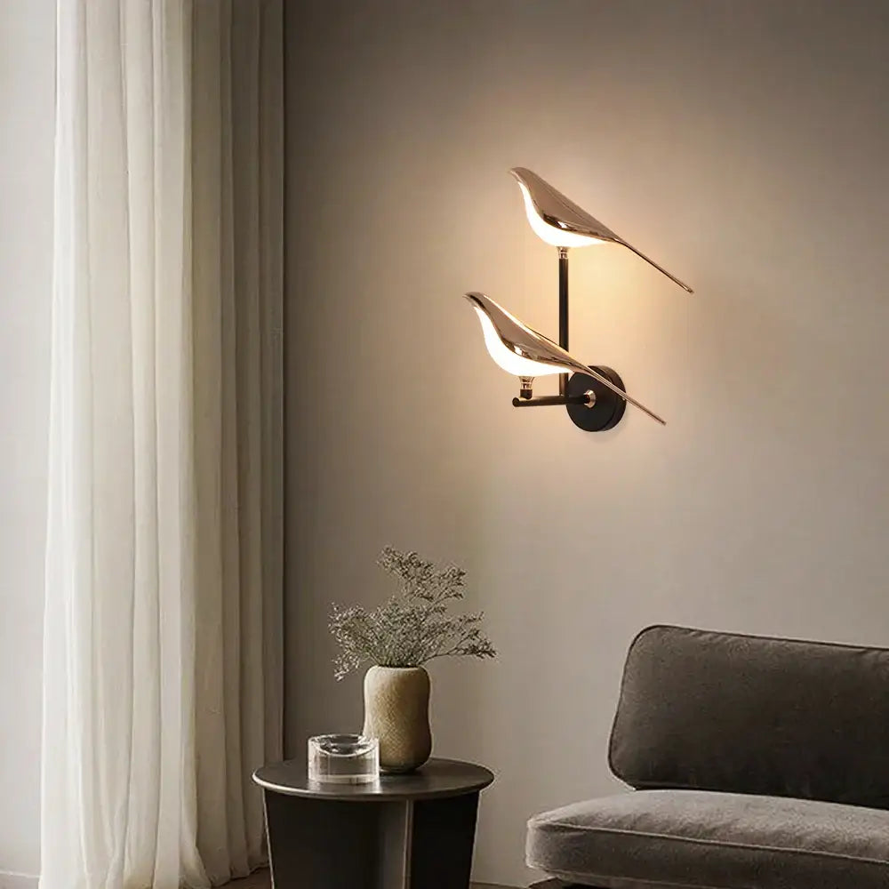 Bronze Bird Wall Sconce Pair