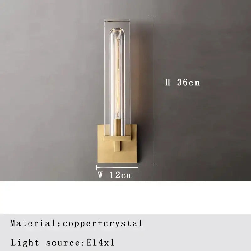 Copper Crystal Wall Lamp with Warm Light